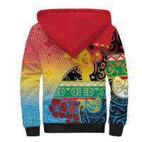 Personalised Torba PNG Day Sherpa Hoodie Oro Tapa Pattern - Polynesian Pride