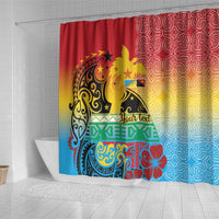 Personalised Torba PNG Day Shower Curtain Oro Tapa Pattern - Polynesian Pride