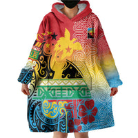 Personalised Torba PNG Day Wearable Blanket Hoodie Oro Tapa Pattern - Polynesian Pride