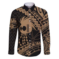 Ikaika Hawaiian Mythic Koa Tribal Warrior Family Matching Long Sleeve Bodycon Dress and Hawaiian Shirt