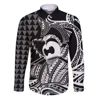 Koa Ikaika Warrior Helmet with Shark Family Matching Mermaid Dress and Hawaiian Shirt Black Kakau Style