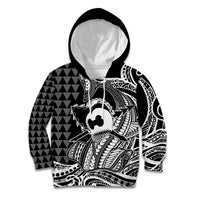 Koa Ikaika Warrior Helmet with Shark Kid Hoodie Black Kakau Style