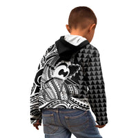 Koa Ikaika Warrior Helmet with Shark Kid Hoodie Black Kakau Style
