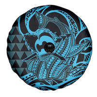 Koa Ikaika Warrior Helmet with Shark Spare Tire Cover Blue Kakau Style