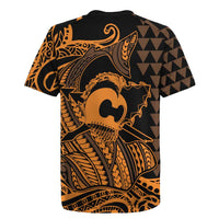 Koa Ikaika Warrior Helmet with Shark Rugby Jersey Gold Kakau Style