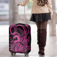 Koa Ikaika Warrior Helmet with Shark Luggage Cover Pink Kakau Style