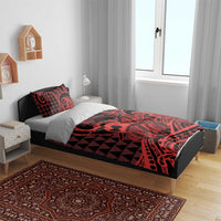 Koa Ikaika Warrior Helmet with Shark Bedding Set Red Kakau Style LT9 - Polynesian Pride