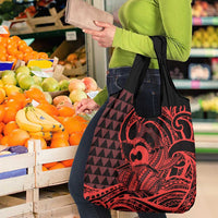 Koa Ikaika Warrior Helmet with Shark Grocery Bag Red Kakau Style