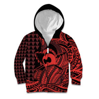 Koa Ikaika Warrior Helmet with Shark Kid Hoodie Red Kakau Style