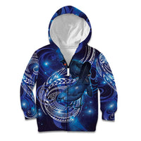North Island Kokako and South Island Kokako Kid Hoodie New Zealand Native Bird with Galaxy Vibe