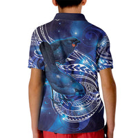 North Island Kokako and South Island Kokako Kid Polo Shirt New Zealand Native Bird with Galaxy Vibe LT9 - Polynesian Pride