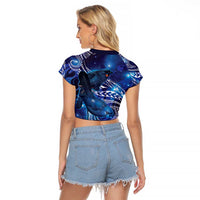 North Island Kokako and South Island Kokako Raglan Cropped T Shirt New Zealand Native Bird with Galaxy Vibe LT9 - Polynesian Pride