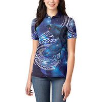 North Island Kokako and South Island Kokako Women Polo Shirt New Zealand Native Bird with Galaxy Vibe LT9 - Polynesian Pride