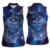 North Island Kokako and South Island Kokako Women Sleeveless Polo Shirt New Zealand Native Bird with Galaxy Vibe LT9 - Polynesian Pride