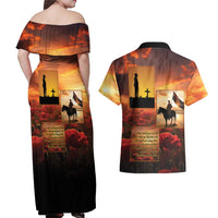 ANZAC Day Film Reel Lest We Forget Couples Matching Off Shoulder Maxi Dress and Hawaiian Shirt Australia NZ Memorial LT9 - Polynesian Pride