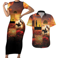 ANZAC Day Film Reel Lest We Forget Couples Matching Short Sleeve Bodycon Dress and Hawaiian Shirt Australia NZ Memorial LT9 Red - Polynesian Pride