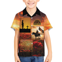 ANZAC Day Film Reel Lest We Forget Family Matching Off Shoulder Maxi Dress and Hawaiian Shirt Australia NZ Memorial LT9 Son's Shirt Red - Polynesian Pride