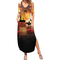 ANZAC Day Film Reel Lest We Forget Family Matching Summer Maxi Dress and Hawaiian Shirt Australia NZ Memorial LT9 Mom's Dress Red - Polynesian Pride