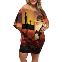 ANZAC Day Film Reel Lest We Forget Off Shoulder Short Dress Australia NZ Memorial