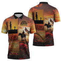 ANZAC Day Film Reel Lest We Forget Zipper Polo Shirt Australia NZ Memorial