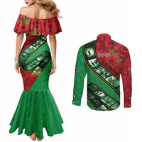 Personalised Cook Islands ANZAC 1915-2026 Filmstrip Couples Matching Mermaid Dress and Long Sleeve Button Shirt Lest We Forget 25 April LT9 - Polynesian Pride