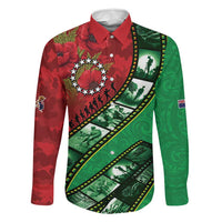 Personalised Cook Islands ANZAC 1915-2026 Filmstrip Family Matching Long Sleeve Bodycon Dress and Hawaiian Shirt Lest We Forget 25 April LT9 Dad's Shirt - Long Sleeve Green - Polynesian Pride