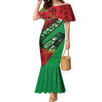 Personalised Cook Islands ANZAC 1915-2026 Filmstrip Family Matching Mermaid Dress and Hawaiian Shirt Lest We Forget 25 April LT9 Mom's Dress Green - Polynesian Pride