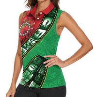 Personalised Cook Islands ANZAC 1915-2026 Filmstrip Women Sleeveless Polo Shirt Lest We Forget 25 April LT9 - Polynesian Pride