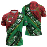 Personalised Cook Islands ANZAC 1915-2026 Filmstrip Zipper Polo Shirt Lest We Forget 25 April