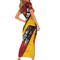 Personalised Niue ANZAC 1915-2026 Filmstrip Family Matching Short Sleeve Bodycon Dress and Hawaiian Shirt Lest We Forget 25 April LT9 - Polynesian Pride