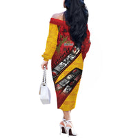 Personalised Niue ANZAC 1915-2026 Filmstrip Off The Shoulder Long Sleeve Dress Lest We Forget 25 April