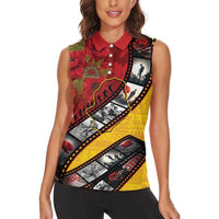 Personalised Niue ANZAC 1915-2026 Filmstrip Women Sleeveless Polo Shirt Lest We Forget 25 April LT9 - Polynesian Pride