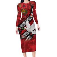 Personalised Tonga ANZAC 1915-2026 Filmstrip Family Matching Long Sleeve Bodycon Dress and Hawaiian Shirt Lest We Forget 25 April LT9 Mom's Dress Red - Polynesian Pride