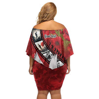 Personalised Tonga ANZAC 1915-2026 Filmstrip Family Matching Off Shoulder Short Dress and Hawaiian Shirt Lest We Forget 25 April LT9 - Polynesian Pride