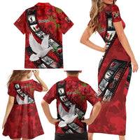Personalised Tonga ANZAC 1915-2026 Filmstrip Family Matching Short Sleeve Bodycon Dress and Hawaiian Shirt Lest We Forget 25 April LT9 - Polynesian Pride