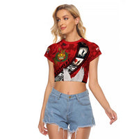 Personalised Tonga ANZAC 1915-2026 Filmstrip Raglan Cropped T Shirt Lest We Forget 25 April