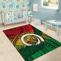 Personalised Vanuatu Yumi 44th Indipendens Dei Area Rug Vanuatuan Broad Tusk with Polynesian Tribal