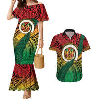 Personalised Vanuatu Yumi 44th Indipendens Dei Couples Matching Mermaid Dress and Hawaiian Shirt Vanuatuan Broad Tusk with Polynesian Tribal LT9 Reggae - Polynesian Pride