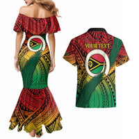 Personalised Vanuatu Yumi 44th Indipendens Dei Couples Matching Mermaid Dress and Hawaiian Shirt Vanuatuan Broad Tusk with Polynesian Tribal LT9 - Polynesian Pride