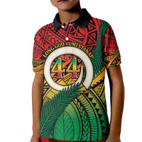 Personalised Vanuatu Yumi 44th Indipendens Dei Kid Polo Shirt Vanuatuan Broad Tusk with Polynesian Tribal