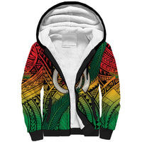 Personalised Vanuatu Yumi 44th Indipendens Dei Sherpa Hoodie Vanuatuan Broad Tusk with Polynesian Tribal LT9 Unisex Reggae - Polynesian Pride