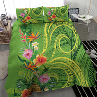 Polynesian Tribal Flower Tattoo Bedding Set Special Lime Green Vibe