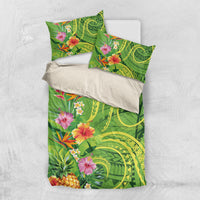 Polynesian Tribal Flower Tattoo Bedding Set Special Lime Green Vibe