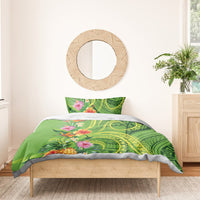 Polynesian Tribal Flower Tattoo Bedding Set Special Lime Green Vibe