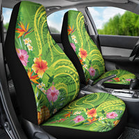 Polynesian Tribal Flower Tattoo Car Seat Cover Special Lime Green Vibe
