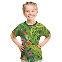 Polynesian Tribal Flower Tattoo Kid T Shirt Special Lime Green Vibe LT9 Lime Green - Polynesian Pride