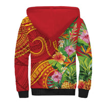 Polynesian Tribal Flower Tattoo Sherpa Hoodie Special Vermilion Vibe LT9 - Polynesian Pride