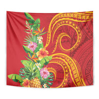 Polynesian Tribal Flower Tattoo Tapestry Special Vermilion Vibe