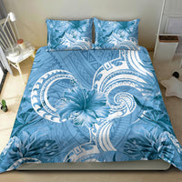 Polynesian Hibiscus Flower Tribal Bedding Set Blue Color