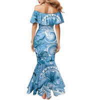 Polynesian Hibiscus Flower Tribal Mermaid Dress Blue Color LT9 - Polynesian Pride